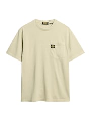 Superdry Washed Beige 100% Cotton Contrast Stitch Pocket T-Shirt - Image 4 of 5