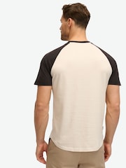 Superdry White Sand Black Essential Logo 100% Cotton Baseball T-Shirt - Image 2 of 5