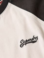 Superdry White Sand Black Essential Logo 100% Cotton Baseball T-Shirt - Image 5 of 5
