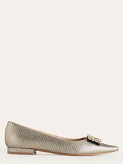 Boden Gold Jewelled Buckle Flats Shoes - Image 1 of 4