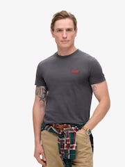 Superdry Graphite Black Red Essential Logo Embroidery T-Shirt - Image 1 of 5