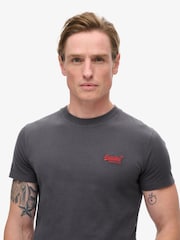 Superdry Graphite Black Red Essential Logo Embroidery T-Shirt - Image 3 of 5