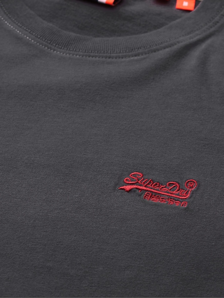 Superdry Graphite Black Red Essential Logo Embroidery T-Shirt - Image 5 of 5