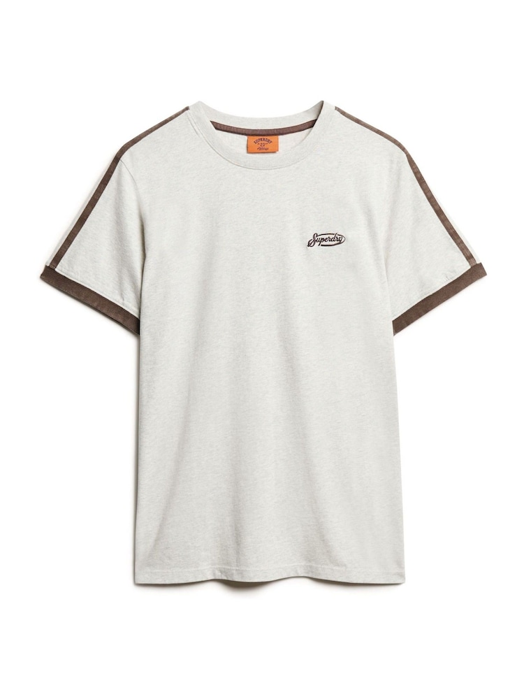 Superdry Lightning Grey 100% Cotton Essential Logo Retro T-Shirt - Image 4 of 6