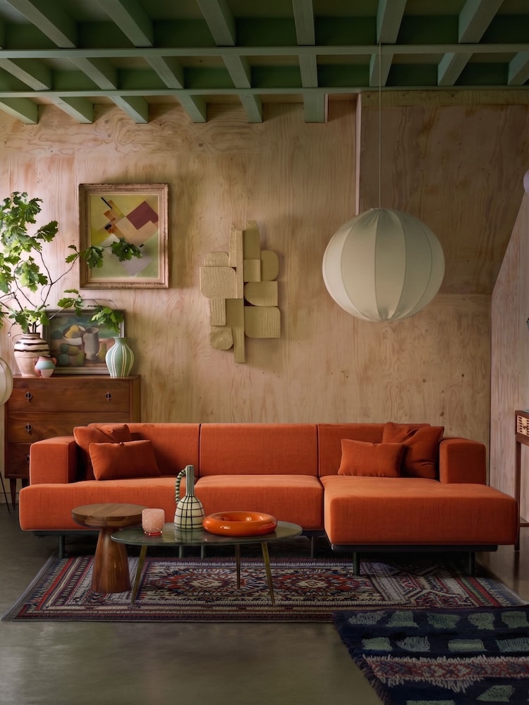 Swoon Burnt Orange Epsom Easy Velvet Right Hand Corner Sofa - Image 1 of 7 Swoon Burnt Orange Epsom Easy Velvet Right Hand Corner Sofa - Image 1 of 7