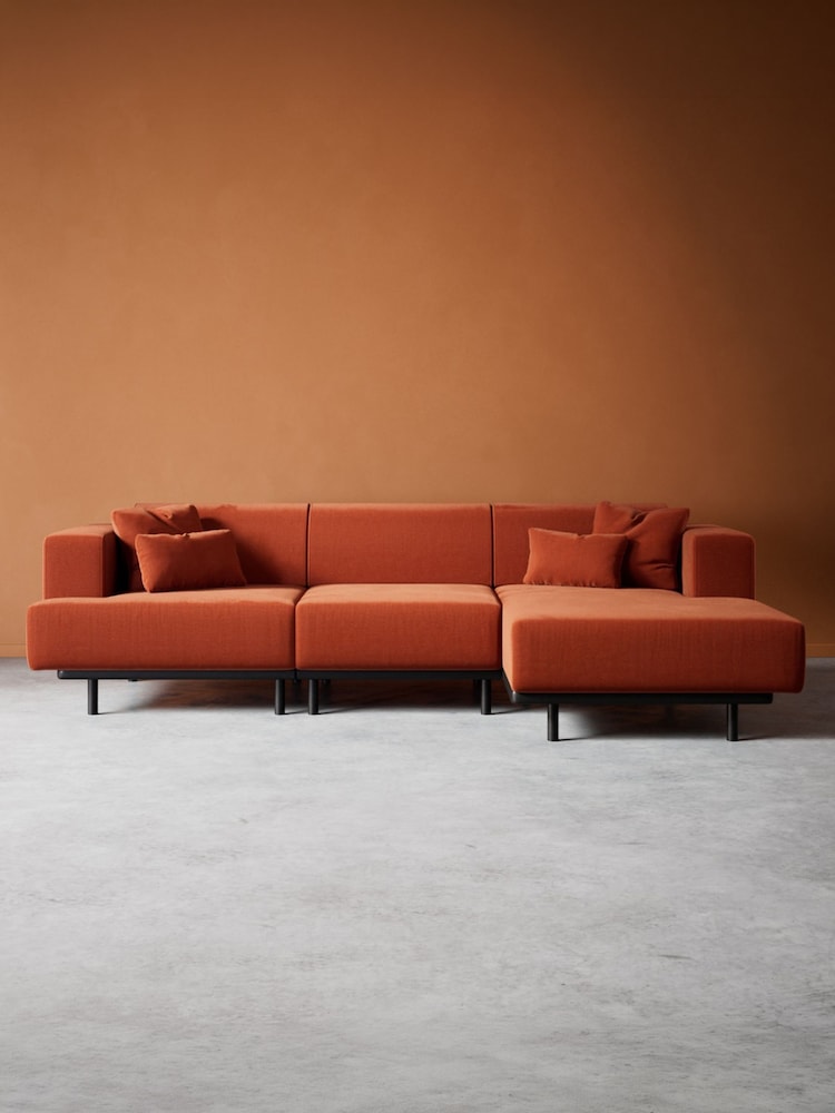 Swoon Burnt Orange Epsom Easy Velvet Right Hand Corner Sofa - Image 2 of 7 Swoon Burnt Orange Epsom Easy Velvet Right Hand Corner Sofa - Image 2 of 7