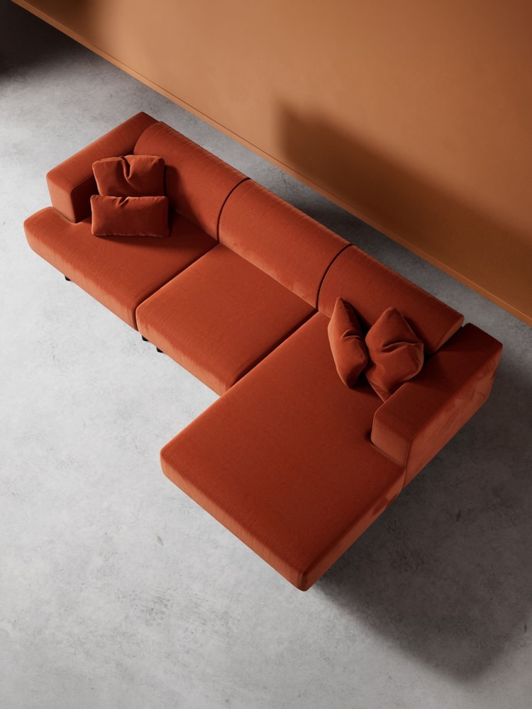 Swoon Burnt Orange Epsom Easy Velvet Right Hand Corner Sofa - Image 7 of 7 Swoon Burnt Orange Epsom Easy Velvet Right Hand Corner Sofa - Image 7 of 7