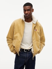 Tommy Jeans Yellow Washed Corduroy Zip-Thru Jacket - Image 1 of 6