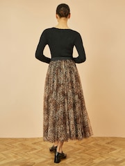 Yumi Brown Leopard Mesh Tulle Skirt - Image 4 of 4