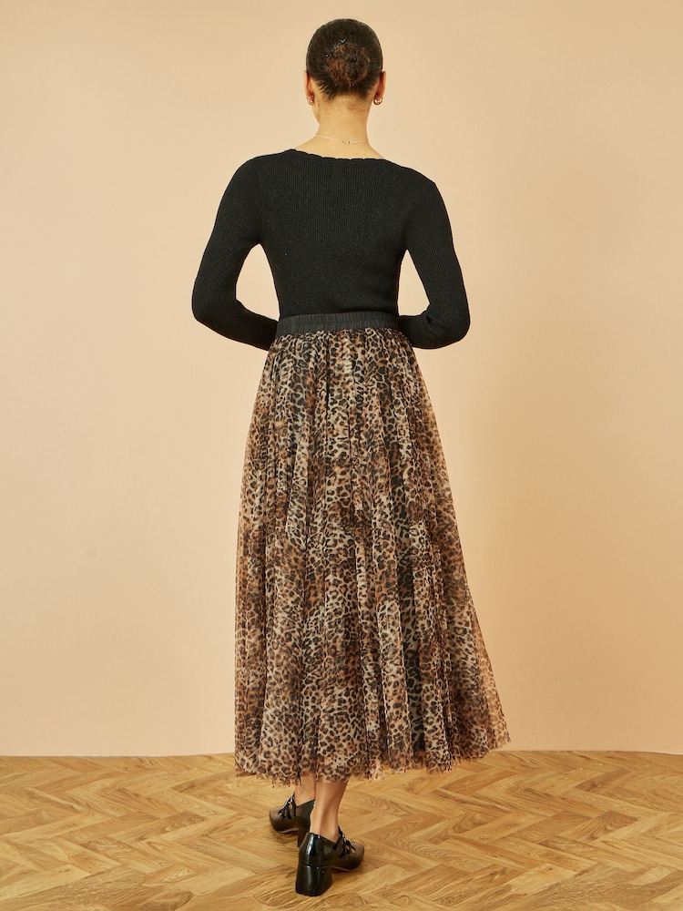 Yumi Brown Leopard Mesh Tulle Skirt - Image 4 of 4 Yumi Brown Leopard Mesh Tulle Skirt - Image 4 of 4