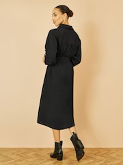 Yumi Black Stretch Midi Shirt Dress - Image 2 of 4