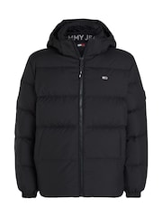 Tommy Jeans Black Relaxed Down Hooded Puffer Jacket - Image 6 of 7
