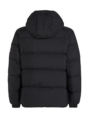 Tommy Jeans Black Relaxed Down Hooded Puffer Jacket - Image 7 of 7