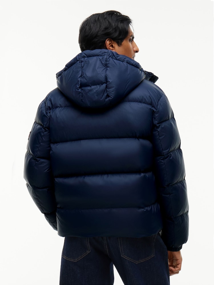 Tommy Jeans Blue Relaxed Down Hooded Puffer Jacket - Image 2 of 7