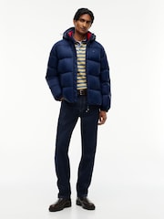 Tommy Jeans Blue Relaxed Down Hooded Puffer Jacket - Image 3 of 7