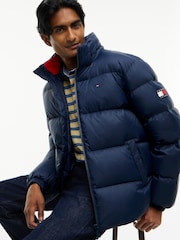 Tommy Jeans Blue Relaxed Down Hooded Puffer Jacket - Image 4 of 7