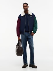 Tommy Jeans Blue Teddy Collar Relaxed Aviator Jacket - Image 3 of 6