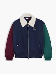 Tommy Jeans Blue Teddy Collar Relaxed Aviator Jacket - Image 5 of 6