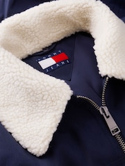 Tommy Jeans Blue Teddy Collar Relaxed Aviator Jacket - Image 6 of 6