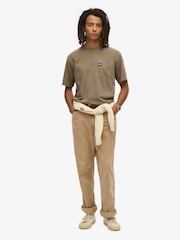 Superdry Washed Brown 100% Cotton Contrast Stitch Pocket T-Shirt - Image 2 of 5