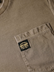 Superdry Washed Brown 100% Cotton Contrast Stitch Pocket T-Shirt - Image 5 of 5