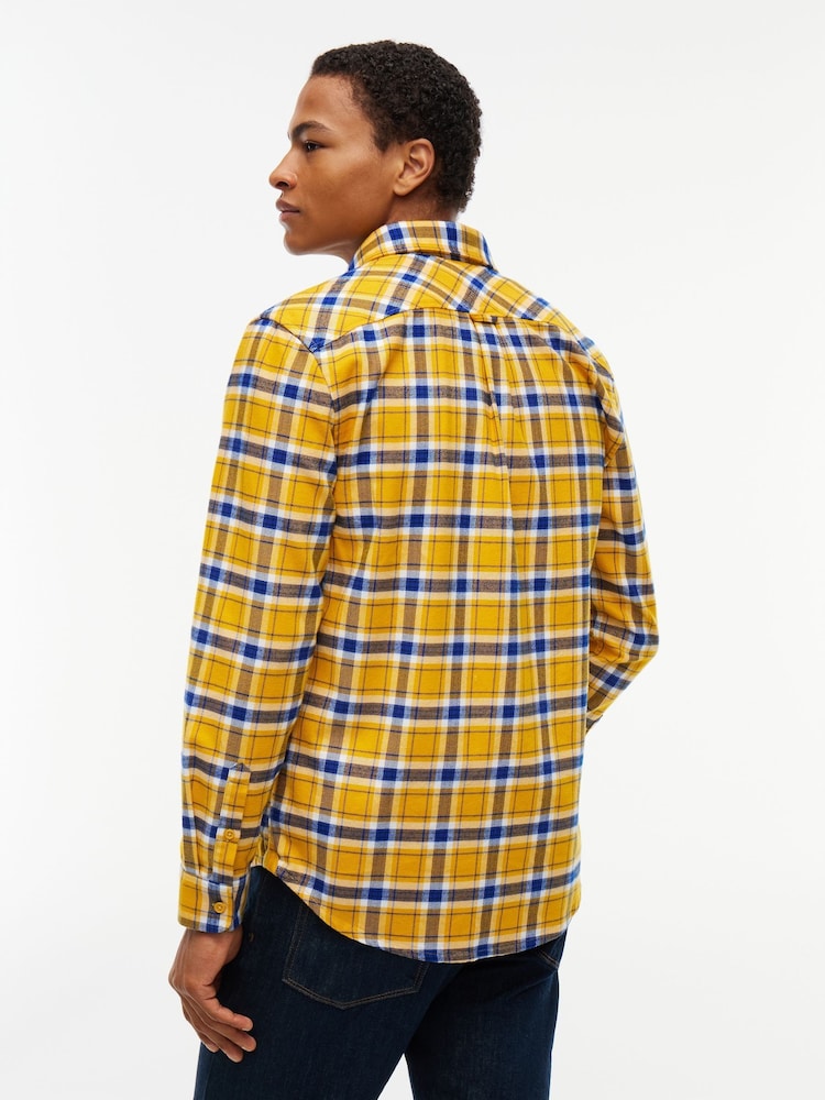 Tommy Jeans Yellow Regular Fit Check Brushed Flannel Shirt - Image 2 of 5