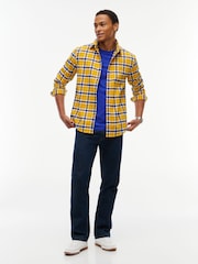 Tommy Jeans Yellow Regular Fit Check Brushed Flannel Shirt - Image 3 of 5