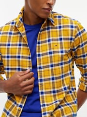 Tommy Jeans Yellow Regular Fit Check Brushed Flannel Shirt - Image 4 of 5