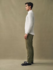 Khakigrün - Premium Gewaschene Stretch Chinos Hose in schmaler Passform​​​​​​​ - Bild 3 von 12