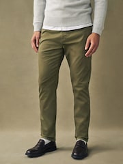 Khakigrün - Premium Gewaschene Stretch Chinos Hose in schmaler Passform​​​​​​​ - Bild 4 von 12