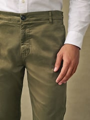 Khakigrün - Premium Gewaschene Stretch Chinos Hose in schmaler Passform​​​​​​​ - Bild 6 von 12