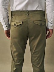 Khakigrün - Premium Gewaschene Stretch Chinos Hose in schmaler Passform​​​​​​​ - Bild 7 von 12
