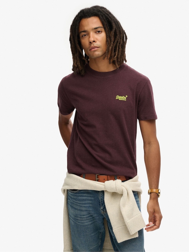 Superdry Port Marl Vintage Embroidered 100% Cotton T-Shirt - Image 1 of 5