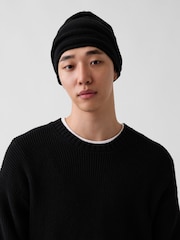 Gap Black Cotton Knit Beanie - Image 1 of 3