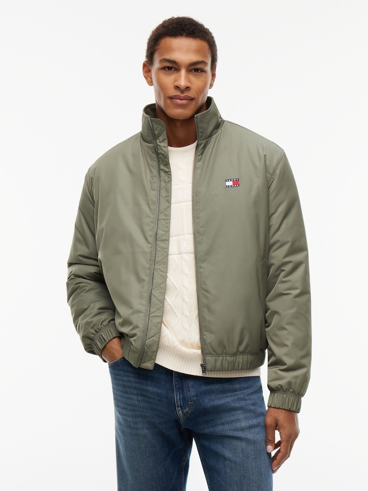 Tommy Jeans Green Logo Padded Zip-Thru Jacket - Image 1 of 7 Tommy Jeans Green Logo Padded Zip-Thru Jacket - Image 1 of 7