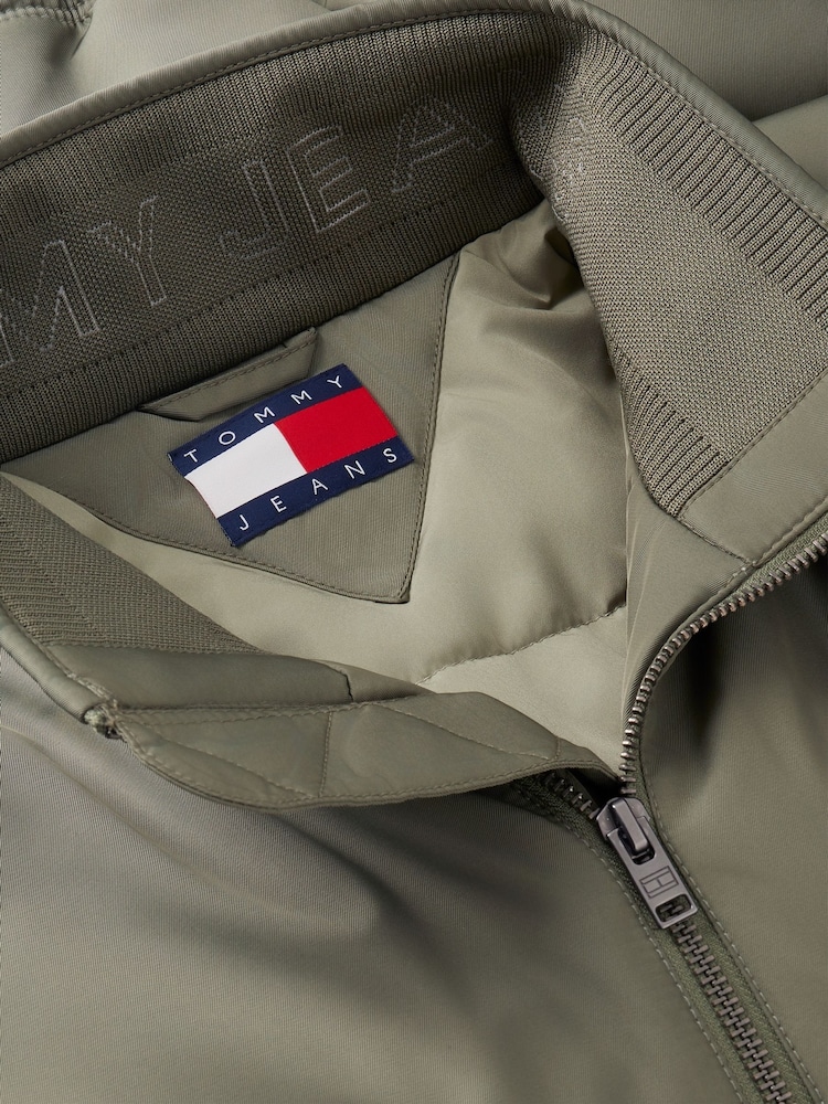 Tommy Jeans Green Logo Padded Zip-Thru Jacket - Image 7 of 7 Tommy Jeans Green Logo Padded Zip-Thru Jacket - Image 7 of 7