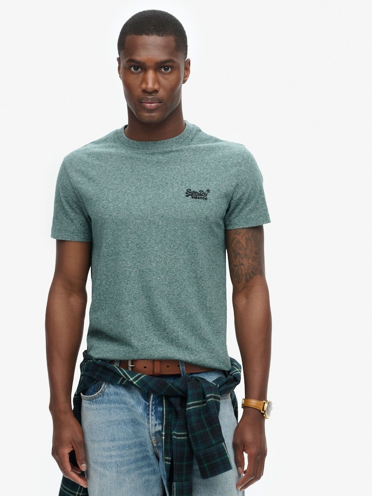 Superdry Mid Pine Green Essential Logo Embroidery T-Shirt - Image 1 of 5