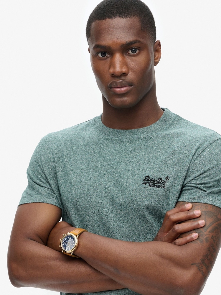 Superdry Mid Pine Green Essential Logo Embroidery T-Shirt - Image 3 of 5
