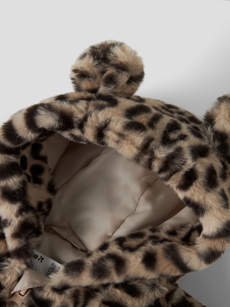 Name It Animal Print Leo Faux Fur Hooded Jacket with Ears - Image 4 of 4 Name It Animal Print Leo Faux Fur Hooded Jacket with Ears - Image 4 of 4