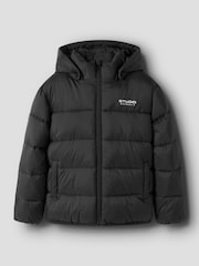 Name It Black Padded Zip Up Jacket with detachable - Image 1 of 4