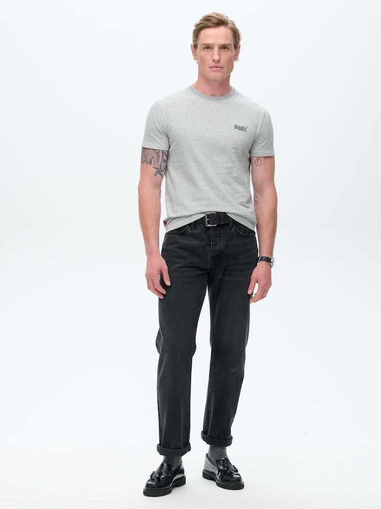 Superdry Light Grey Vintage Embroidered 100% Cotton T-Shirt - Image 2 of 5