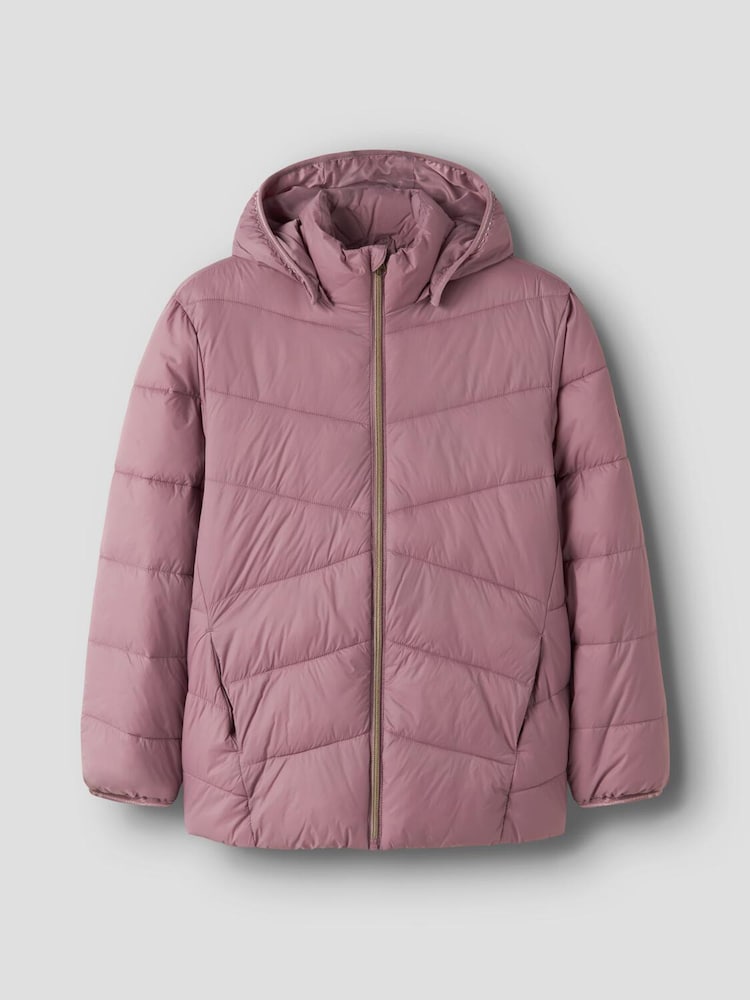 Name It Pink Padded Zip Up Jacket with Detachable - Image 1 of 4 Name It Pink Padded Zip Up Jacket with Detachable - Image 1 of 4