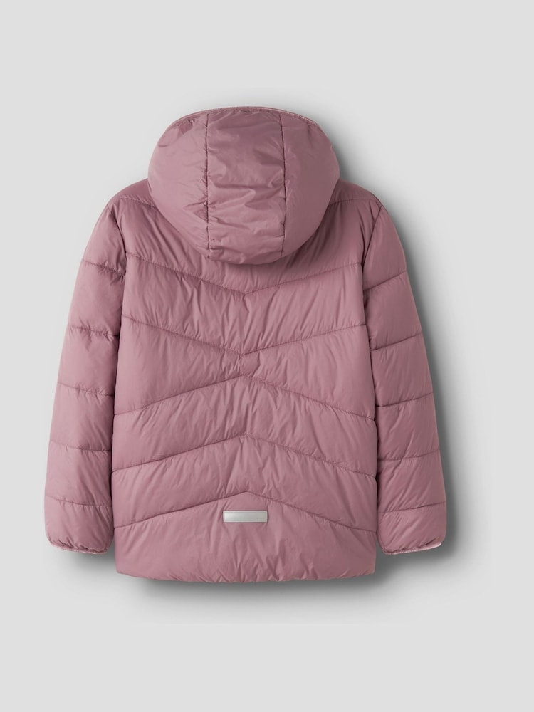 Name It Pink Padded Zip Up Jacket with Detachable - Image 2 of 4 Name It Pink Padded Zip Up Jacket with Detachable - Image 2 of 4