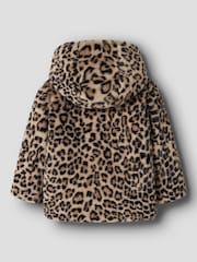 Name It Animal Print Faux Fur Leo Jacket with Hood - Image 4 of 4