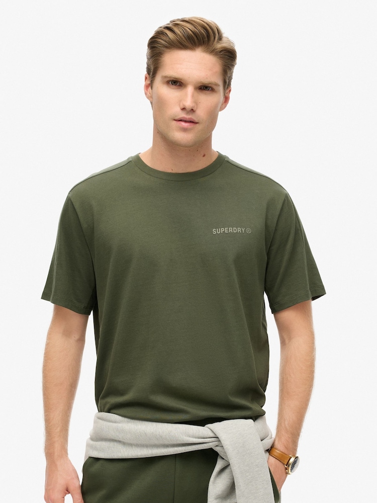 Superdry Green Relaxed 100% Cotton Tech T-Shirt - Image 1 of 5