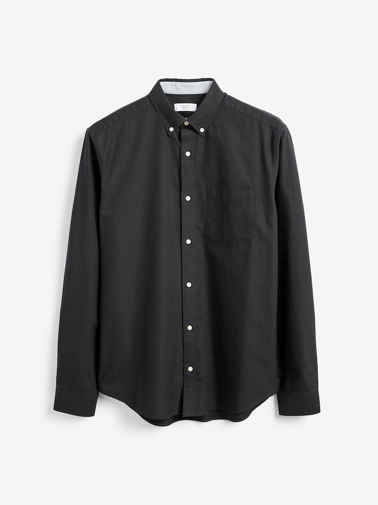 Black Regular Fit Long Sleeve Oxford Shirt - Image 4 of 4
