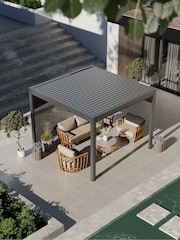 Royalcraft Graphite Grey Luxe 3x3m Garden Pergola with Solar Lighting Voice Control and 3 Blinds - Image 2 of 4