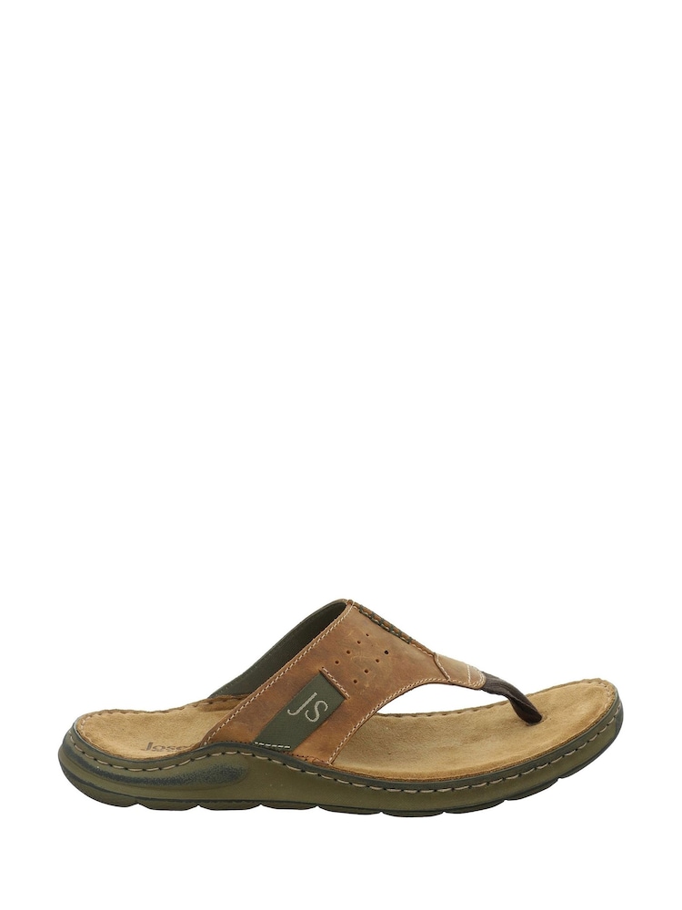 Josef Seibel Brown Maverick Toe Post Sandals - Image 1 of 4