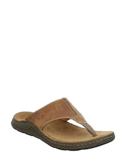 Josef Seibel Brown Maverick Toe Post Sandals - Image 2 of 4