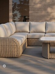 Royalcraft Beige BORA 4 Seater Garden Rattan Lounging Set with Coffee Table - Image 2 of 7